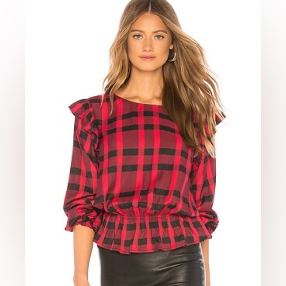 Sanctuary - Red & Black Plaid Ruffle Top